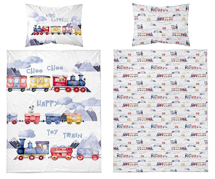 Detexpol Babybettwäsche Eisenbahn Happy Train 100% Baumwolle Größe: 100x135 günstig online kaufen