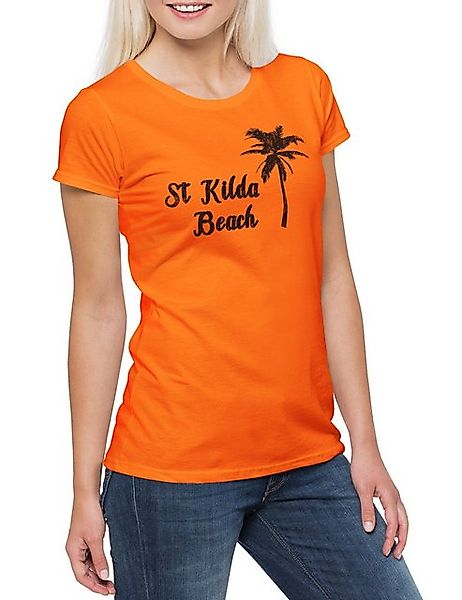 Urban Backwoods Print-Shirt St. Kilda Beach Damen T-Shirt Surfer Surfen Sur günstig online kaufen