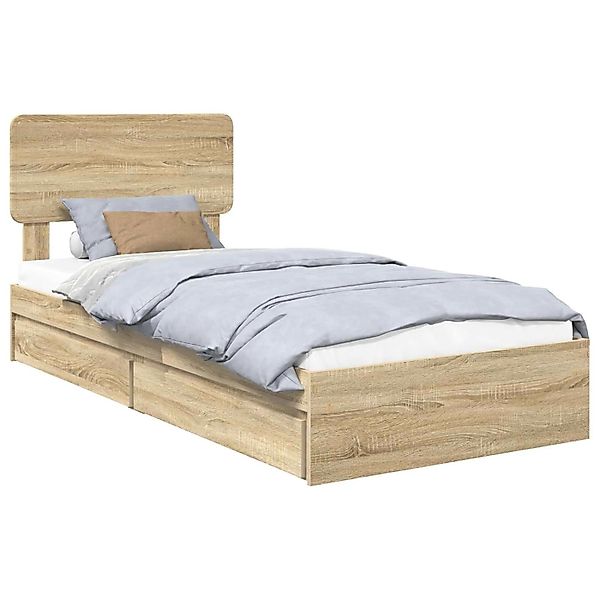 vidaXL Stauraumbett Sonoma-Eiche 90 x 200 cm Holzwerkstoff 3412313 günstig online kaufen