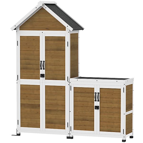 Outsunny Gartenunterstand + Holzschrank, Außen-Innen Gartenhütte mit geneig günstig online kaufen