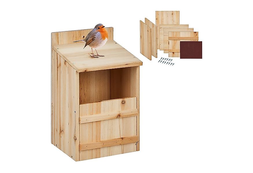 relaxdays Vogelhaus Nistkasten für Halbhöhlenbrüter Bausatz günstig online kaufen