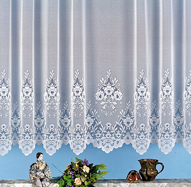 heimtexland Gardine Jacquard Store weiß Fensterdeko Blumen Fertigstore (1 S günstig online kaufen