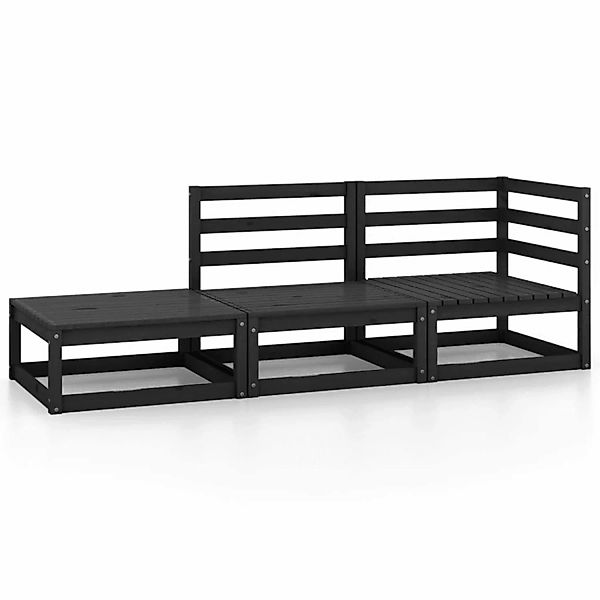 vidaXL 3-tlg Garten-Lounge-Set Schwarz Massivholz Kiefer Modell 3 günstig online kaufen