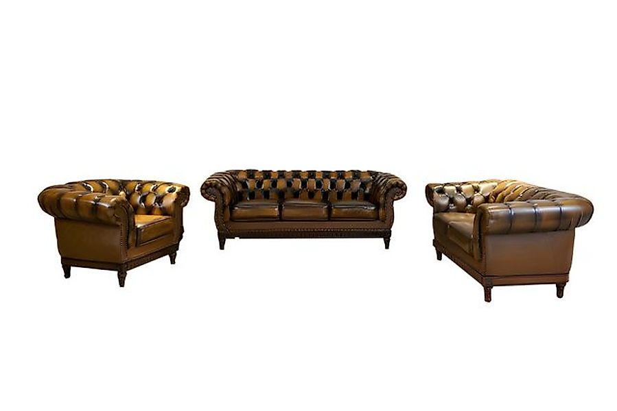 Salottini Polstergarnitur Chesterfield London Sofagarnitur Leder 3/1/1, (3- günstig online kaufen