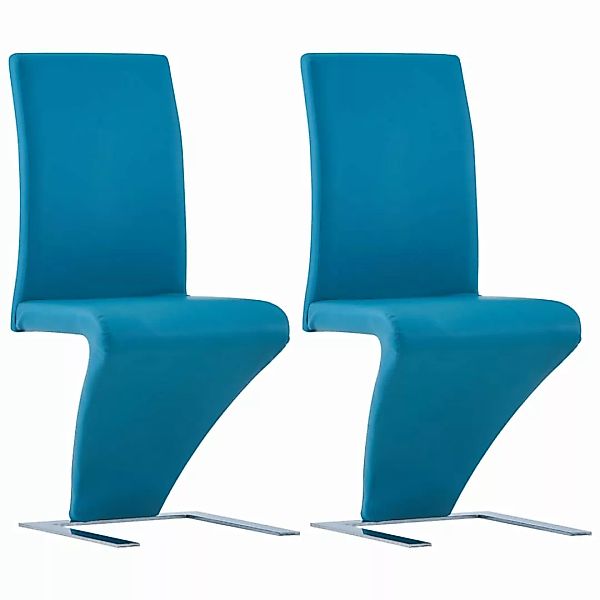Esszimmerstühle In Zick-zack-form 2 Stk. Blau Kunstleder günstig online kaufen