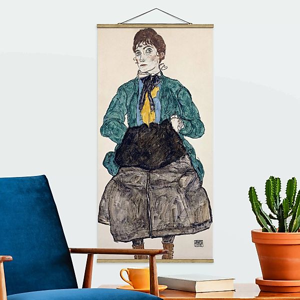 Stoffbild Kunstdruck mit Posterleisten - Hochformat Egon Schiele - Frau in günstig online kaufen