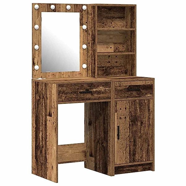 vidaXL Schminktisch Set mit Schubladen 2-Tlg Altholz Holzwerkstoff 3334279 günstig online kaufen