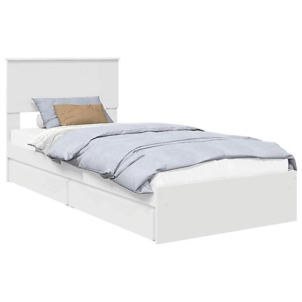 vidaXL Stauraumbett mit Kopfteil Weiß 90 x 190 cm Holzwerkstoff 3410840 günstig online kaufen