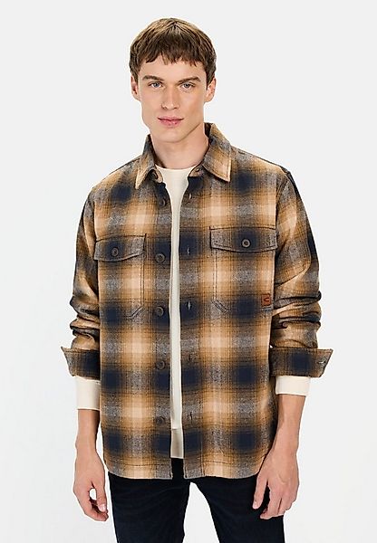 camel active Hemdjacke aus reiner Baumwolle Langarm Stehkragen Markenlogo günstig online kaufen