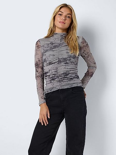 Noisy may Shirttop Langarm Stretch Allover-Print Rundhals NMIGGY L/S RUCHIN günstig online kaufen