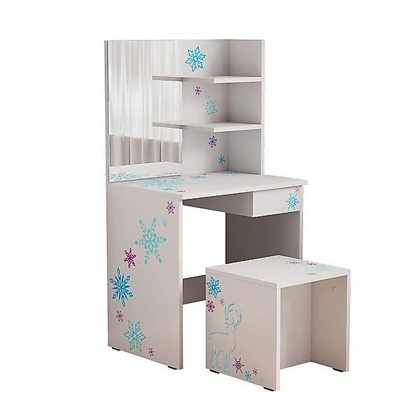 Vicco Schminktisch Schneeflocke Weiß 55 cm mit Hocker günstig online kaufen