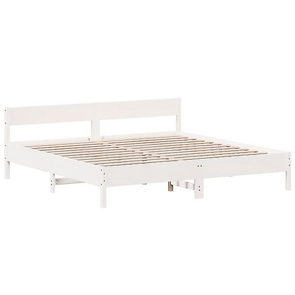 vidaXL Bett Massivholzbett mit Kopfteil Weiß 180x200 cm Kiefer günstig online kaufen