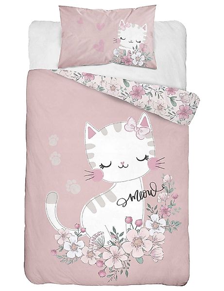 Detexpol Kinderbettwäsche Bettwäsche Katze Floral, 1 günstig online kaufen