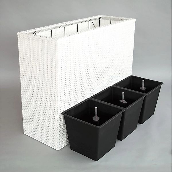 Elegant Einrichten Pflanzkübel XXXL Polyrattan Raumteiler 106x40x84cm Weiß günstig online kaufen