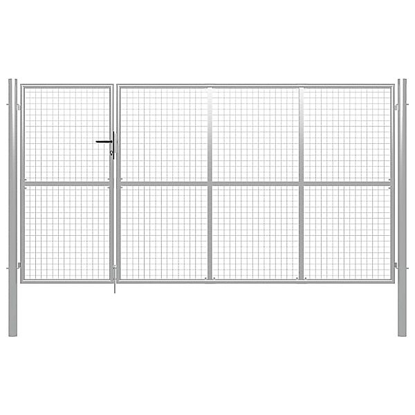 vidaXL Gartentor Stahl 350 x 150 cm Silbern 144343 günstig online kaufen