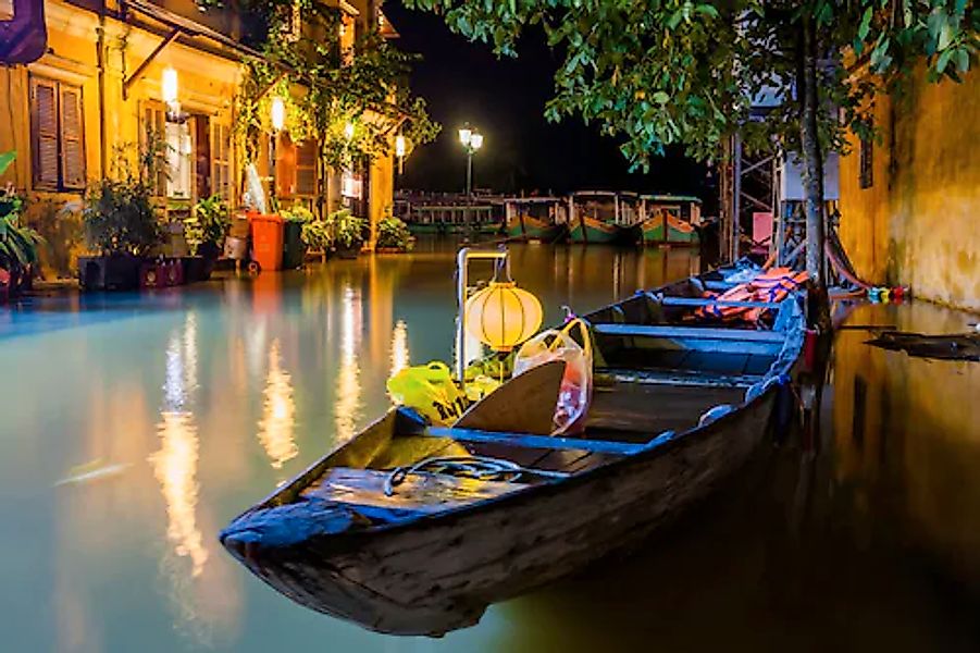 Papermoon Fototapete »HOI AN VIETNAM-FLUSS CANAL GASSE ALTSTADT BLUMEN MAUE günstig online kaufen
