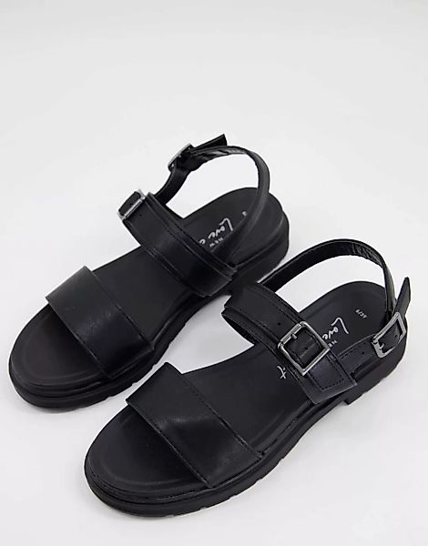 New Look ‑ Sandalen mit dicker Sohle und Knöchelriemchen in Schwarz günstig online kaufen
