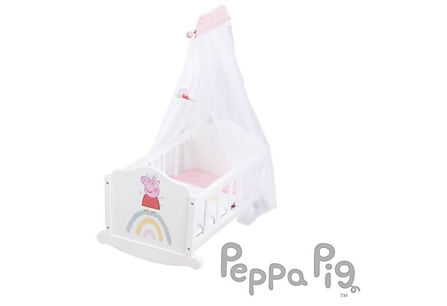 roba® Puppenwiege Peppa Pig, Puppenbett mit Kissen, Decke & Himmel, Puppenm günstig online kaufen