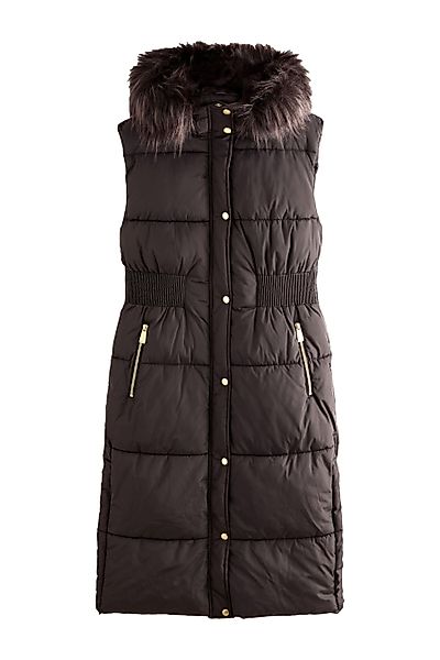 Next Steppweste Tailliertes Gilet mit Kunstfellkapuze günstig online kaufen