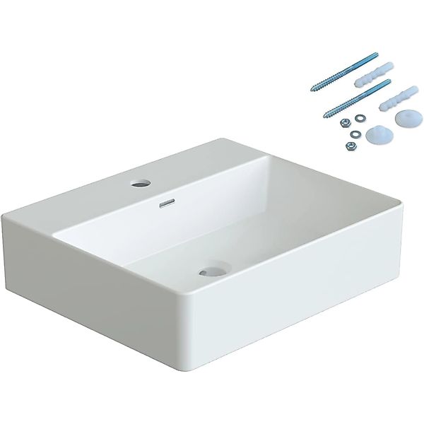 Aquabatos Waschbecken 50 x 42 x 13,5 cm aus Keramik Rechteckiges Handwaschb günstig online kaufen