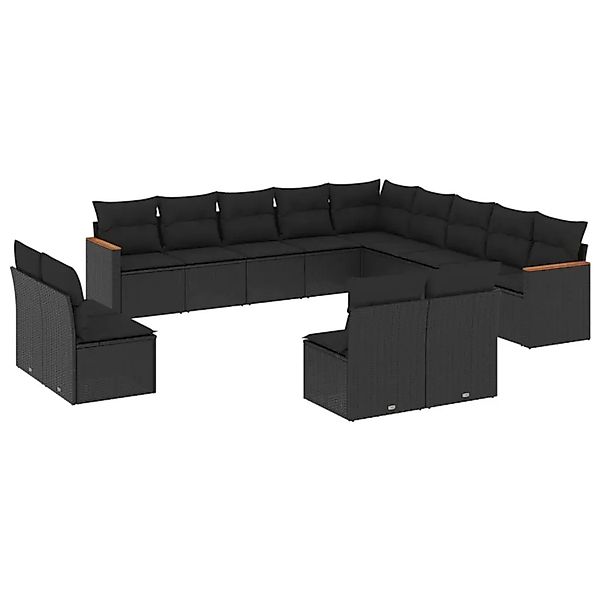 vidaXL 13-Tlg Garten-Sofagarnitur mit Kissen Schwarz Poly Rattan 3258884 günstig online kaufen