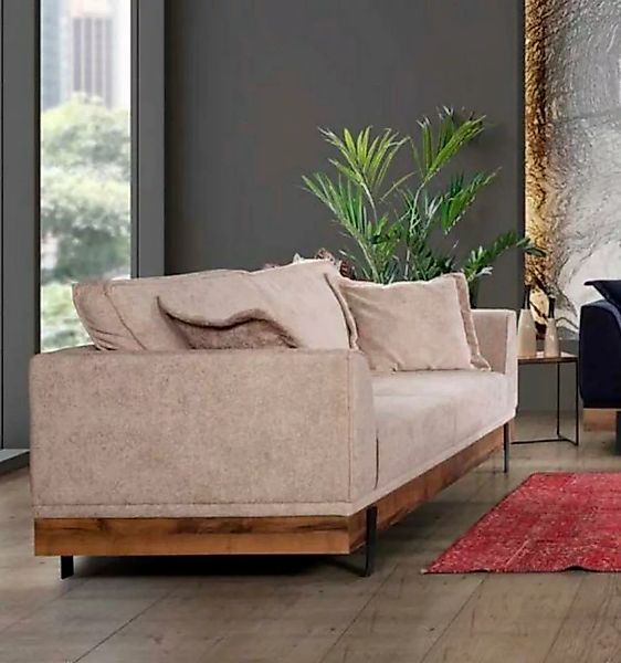 JVmoebel Sofa Sofa 3 Sitz Dreisitzer Stoff Couchen Möbel Wohnzimmer Beige T günstig online kaufen