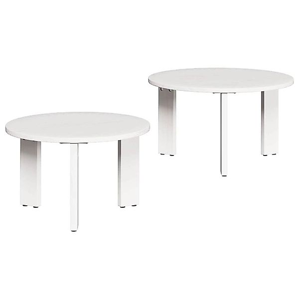 vidaXL Couchtisch 2 Stk Weiß 47,5 x 47,5 x 27 cm Massivholz Kiefer 873560 günstig online kaufen