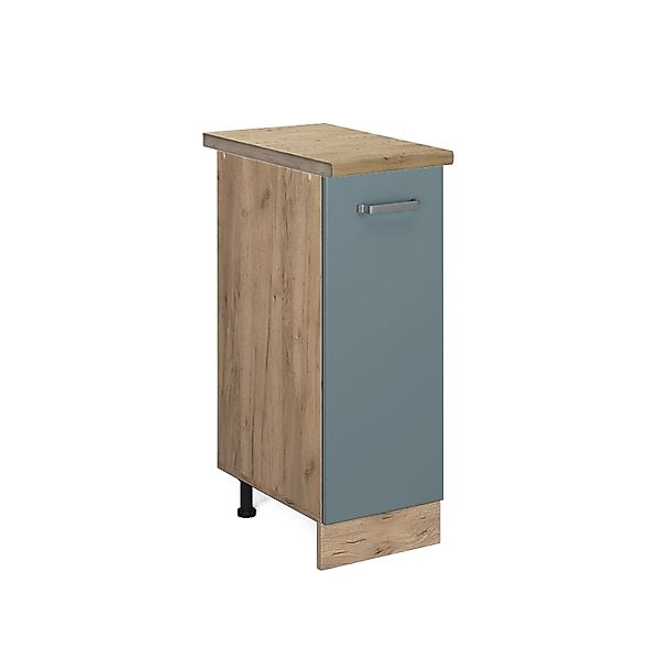 Vicco Apothekerschrank R-Line Blau-Grau/Goldkraft Eiche 30 cm AP Eiche günstig online kaufen