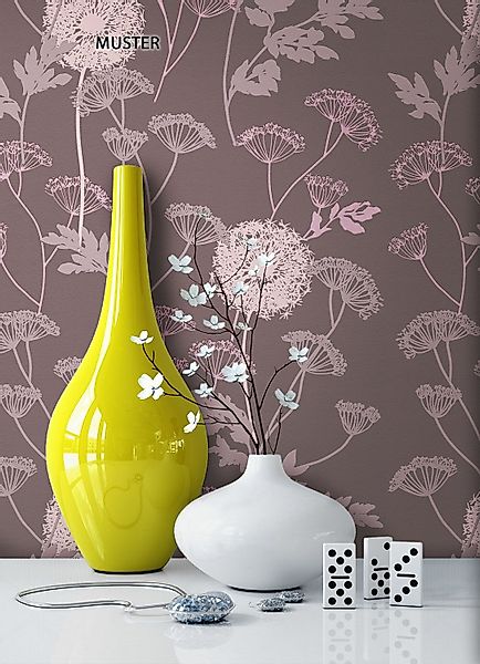 Newroom Vliestapete, Blumentapete Lila Rosa Wallpaper günstig online kaufen