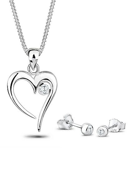 Elli Schmuckset Herz Solitär Zirkonia In Love 925 Sterling Silber günstig online kaufen
