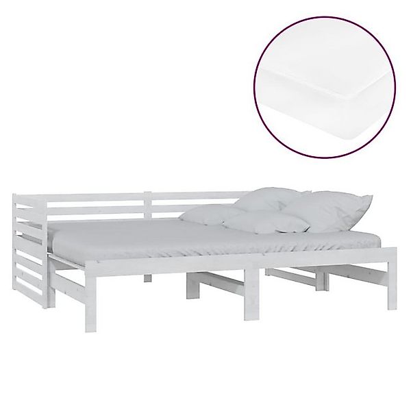 vidaXL Bett Ausziehbares Tagesbett 2x(90x200) cm Weiß Massivholz Kiefer günstig online kaufen