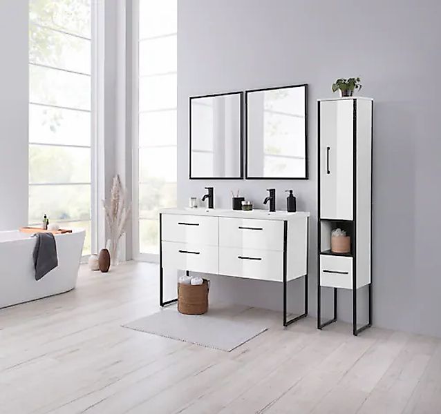 welltime Waschtisch »Paris«, Breite 120cm, Badmöbel, Doppelwaschplatz, Meta günstig online kaufen