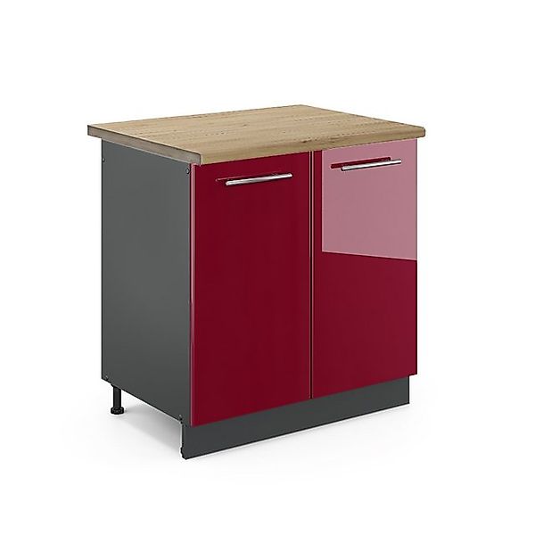 Vicco Spülenunterschrank Fame-Line, Bordeaux Hochglanz/Anthrazit, 80 cm, AP günstig online kaufen