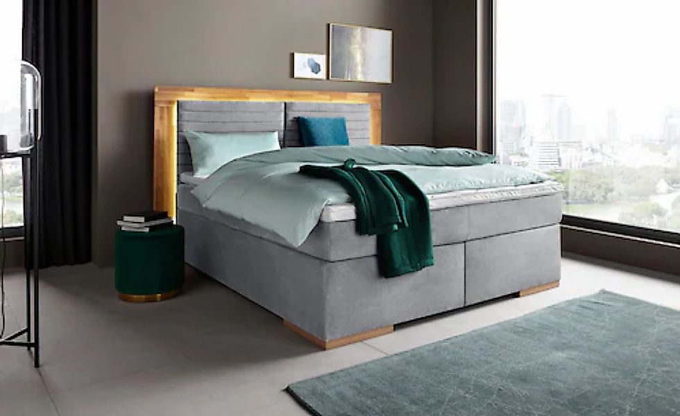 PLACES OF STYLE Boxspringbett "Cup" mit LED-Beleuchtung, Massivholzrahmen u günstig online kaufen