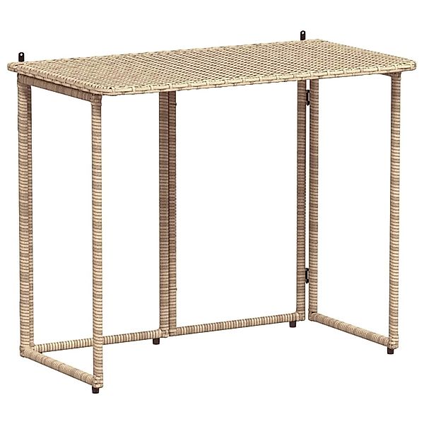 vidaXL Gartentisch Klappbar Beige 90x51x75 cm Poly Rattan 4108257 günstig online kaufen