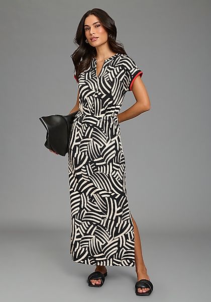 Laura Scott Midikleid abstraktes aDesign, mit Kontrastfarbenen Details günstig online kaufen