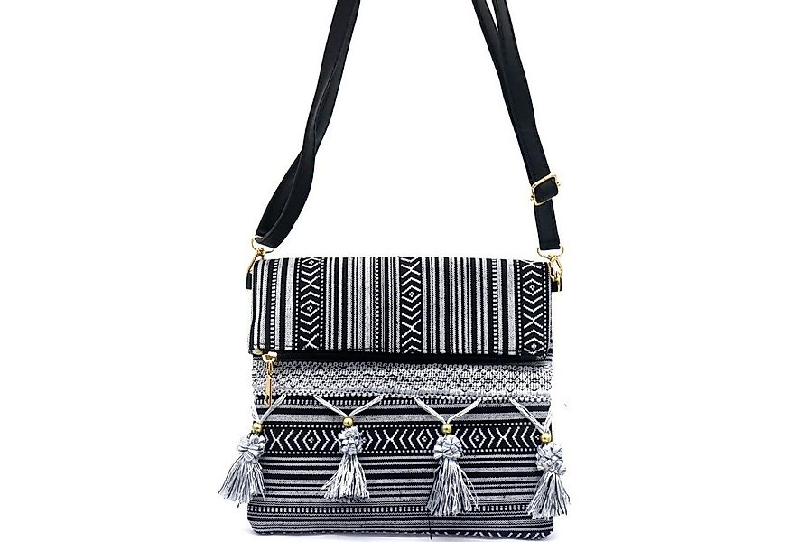 KARMA Handtasche Damen Handtasche Schwarz Weiß Ethno Crossbody (Reistetasch günstig online kaufen