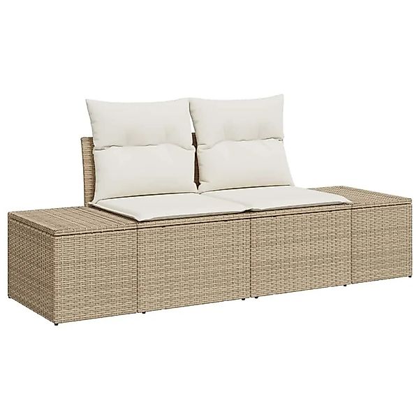 vidaXL Gartensofa mit Kissen Beige 184 x 62 x 69 cm Poly-Rattan 42006796 günstig online kaufen