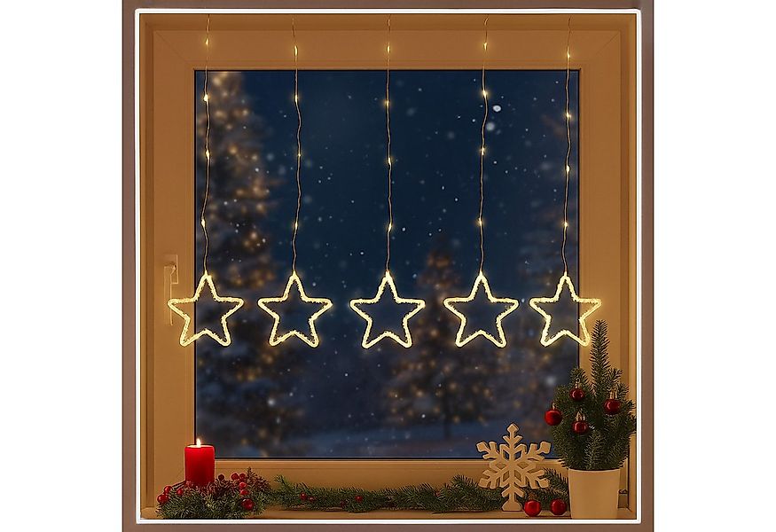 Gravidus LED-Lichtervorhang LED Sternenvorhang warmweiß 100 LEDs Batteriebe günstig online kaufen