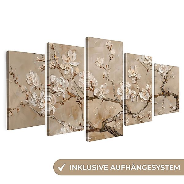 MuchoWow Leinwandbild Beige - Blüte - günstig online kaufen