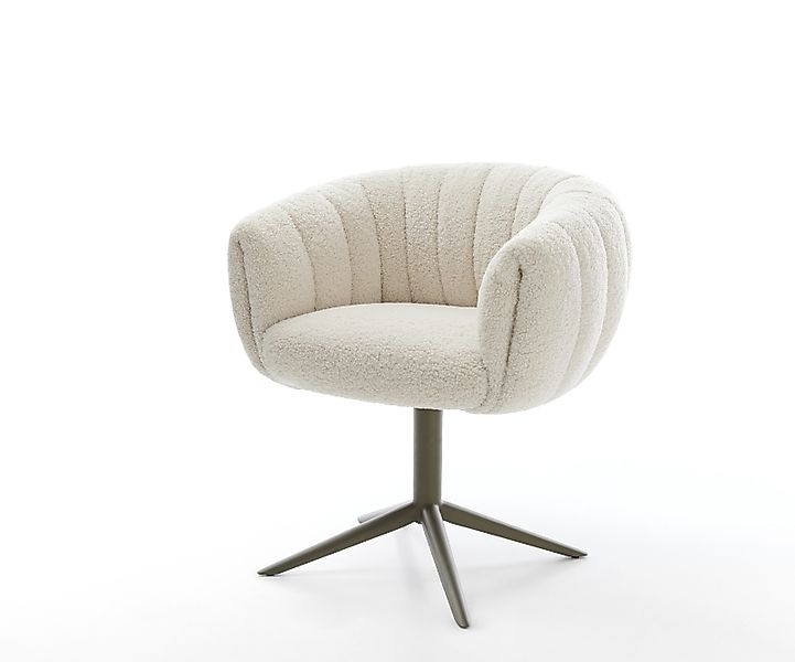 Drehstuhl Jada-Flex Teddystoff Beige Fußkreuz Effektfinish Titan 360° drehb günstig online kaufen