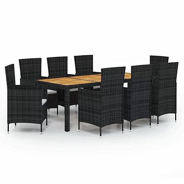 vidaXL 9-tlg Garten-Essgruppe mit Kissen Poly Rattan Schwarz Modell 4 günstig online kaufen