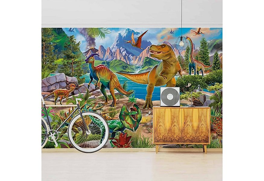 Bilderdepot24 Kindertapete Kinderzimmer T-Rex Parasaurolophus Kinder Wandde günstig online kaufen