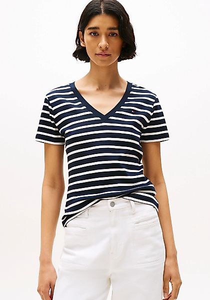 Tommy Hilfiger T-Shirt "SLIM CODY V-NK SS mit V-Ausschnitt und Streifen" Ba günstig online kaufen
