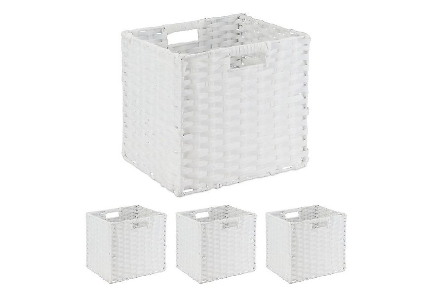 relaxdays Regalkorb Aufbewahrungskorb im 4er Set, weiß günstig online kaufen