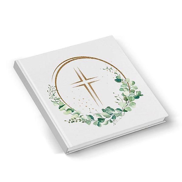 Logbuch-Verlag Dekofigur Kleines Gästebuch Eukalyptus Kreuz für Taufe & Kom günstig online kaufen