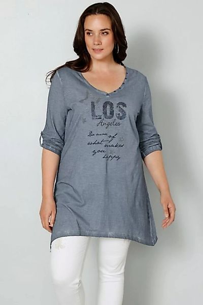 MIAMODA Longshirt Longshirt Schriftdruck Zipfelsaum günstig online kaufen
