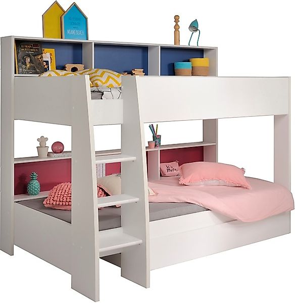 Parisot Etagenbett "Tam Tam, Stockbett, farbig hinterlegte Regale, mit Bett günstig online kaufen