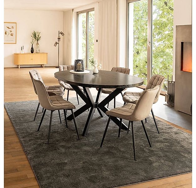 HOME DELUXE Essgruppe Rund Ausziehbar AVENTURA inkl. Sternfuß - 120 x 120 c günstig online kaufen