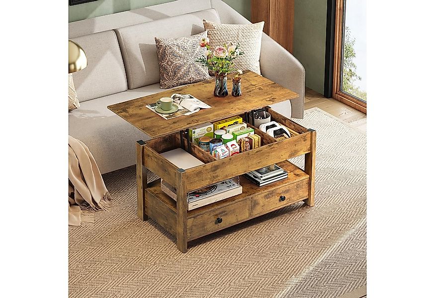 WLIVE Couchtisch mit Lift-Top, höhenverstellbarer Wohnzimmertisch mit Staur günstig online kaufen